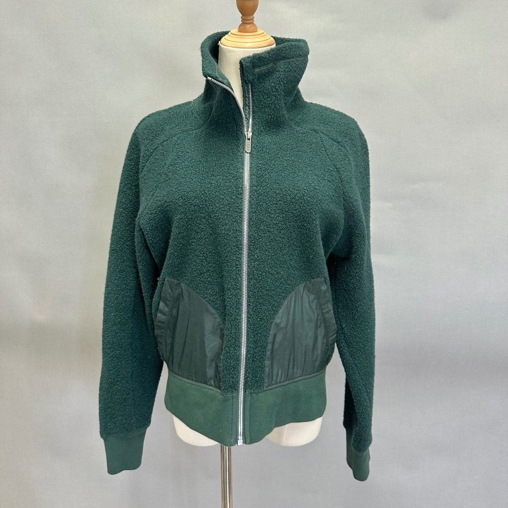 Lululemon So Sherpa Bomber Zip Up Jacket in Malachite Green‎  Size 8/Medium